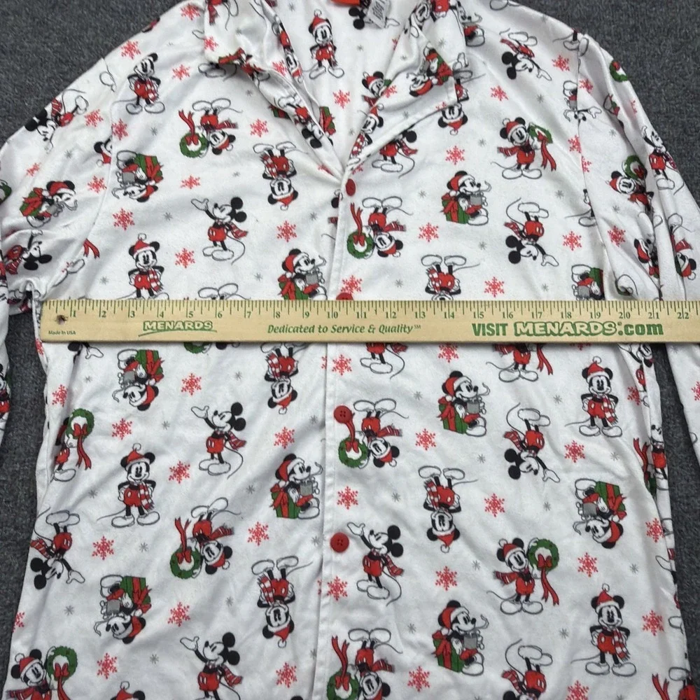 Mens Large Pajama Top Button Front jams Santa Mickey Mouse Christmas - Picture 3 of 5